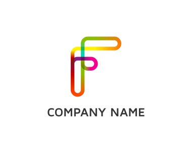 Yüzük harfi f ile Swoosh simgesi Logo tasarım öğesi