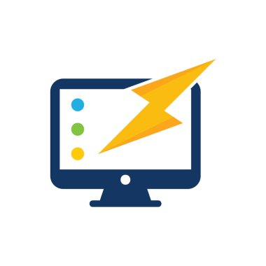 Bilgisayar enerji Logo simge tasarım