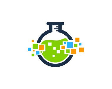 Laboratuvar şişesi simgesi Logo tasarım öğesi. Vektör çizim