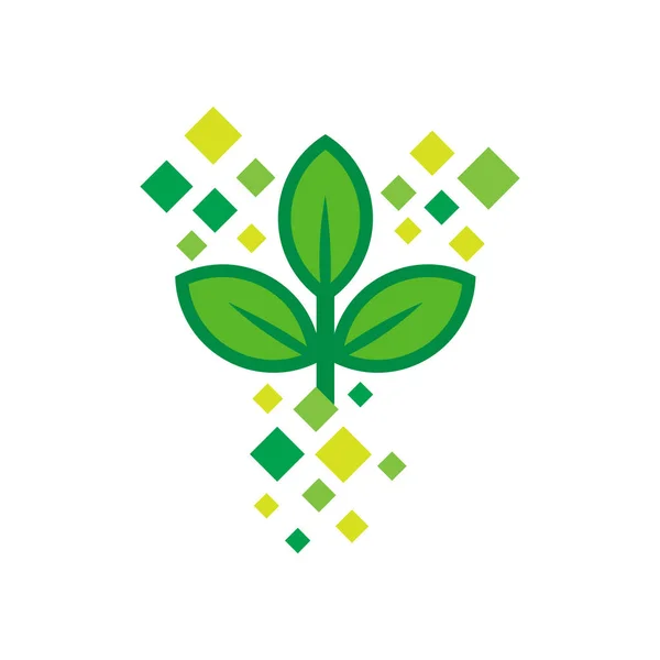 Natura Pixel Logo Icona Design — Vettoriale Stock