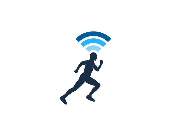 Wifi Run Logo Icône Design — Image vectorielle