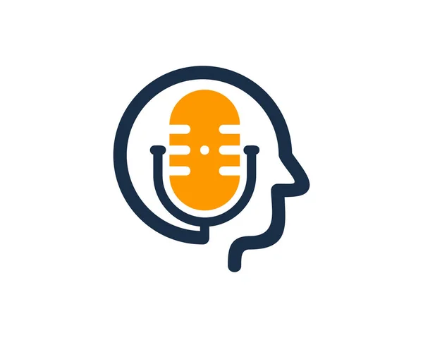 ポッド キャストのアイコン ロゴデザインの頭 — ストックベクタ