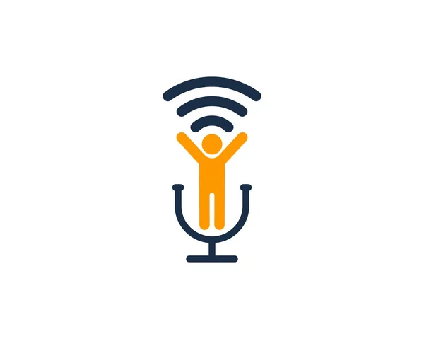 People Podcast Logo Icon Design — Stock Vector