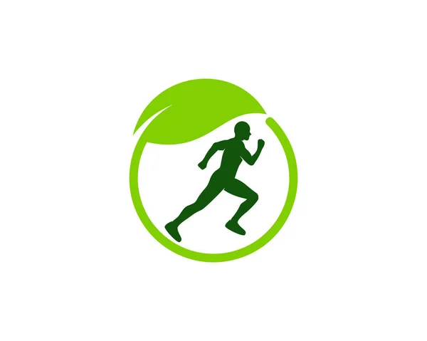 Folha Run Logo Icon Design — Vetor de Stock