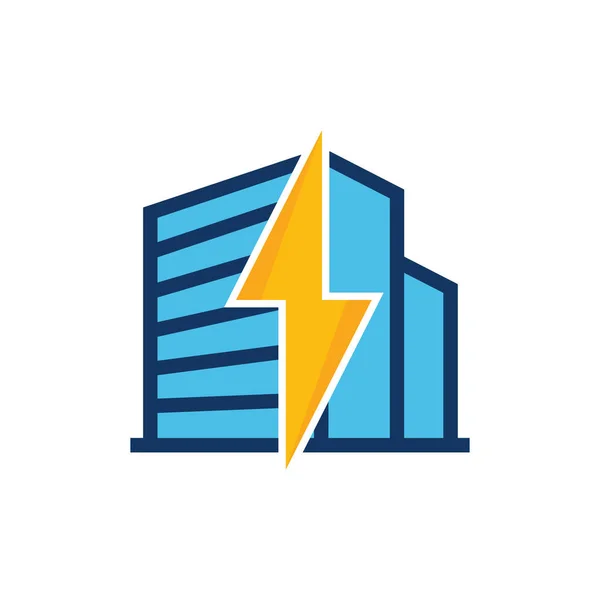 Progettazione Icona Logo Energia Edilizia — Vettoriale Stock