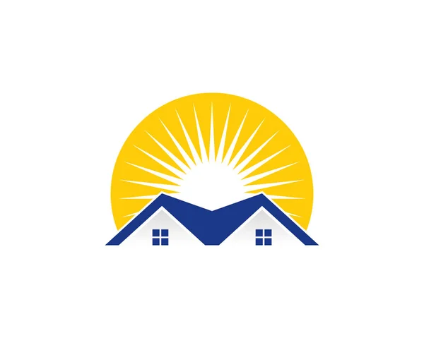 Diseño Del Icono Del Logotipo Sun Real Estate — Vector de stock