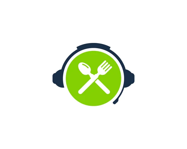 Food Podcast Logo Symbol Design — Stockvektor