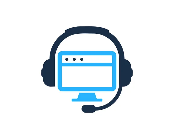 Computer Podcast Logo Icon Design — Stock Vector