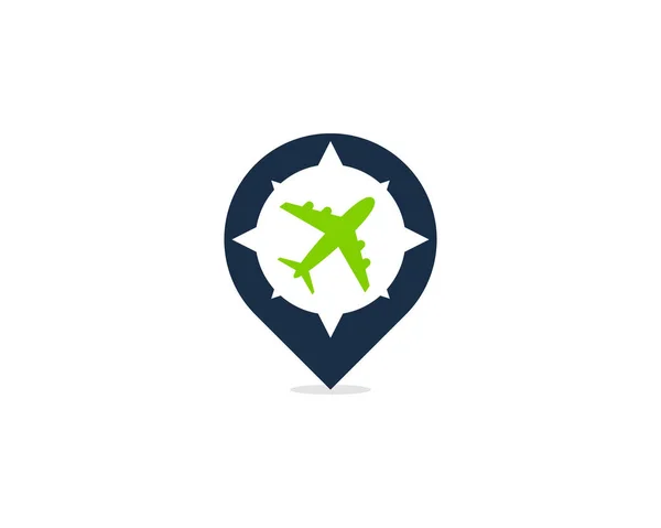 Podróży Pin Punktu Logo Ikona Designu — Wektor stockowy