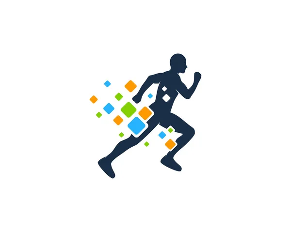 Diseño Del Icono Del Logotipo Pixel Run — Vector de stock
