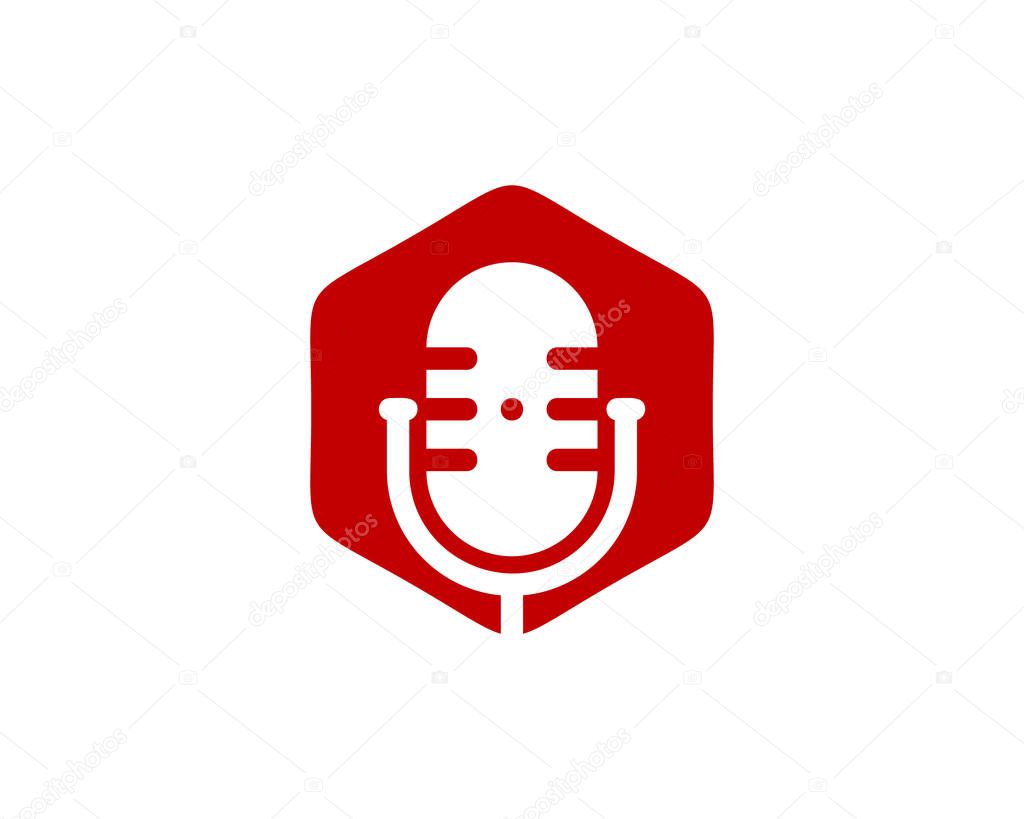 Hexagon Podcast Logo Icon Design