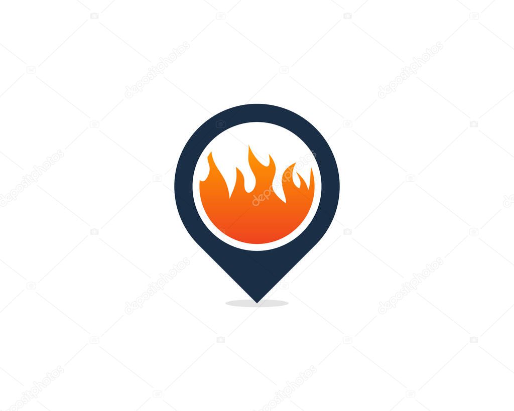 Fire Pin Point Logo Icon Design
