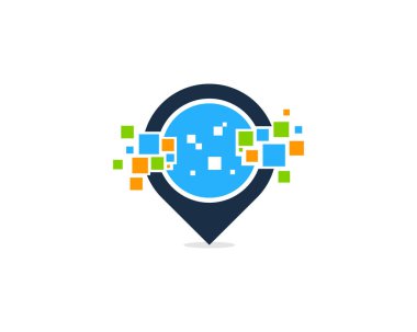 Piksel Pin noktası Logo simge tasarım