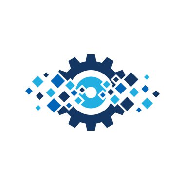 Dişli piksel logo simge tasarım