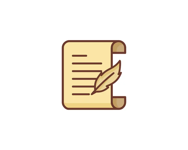 Kağıt Kaydırma Logo Simgesi Tasarım Yazmak — Stok Vektör