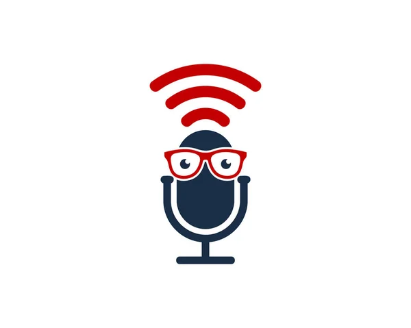 Geek Podcast Logo Ikone Design — Stockvektor