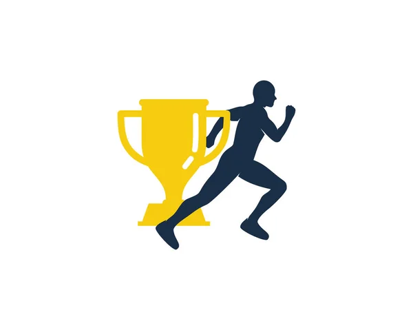 Troféu Run Logo Icon Design — Vetor de Stock