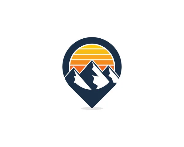 Diseño Icono Logotipo Mountain Pin Point — Vector de stock