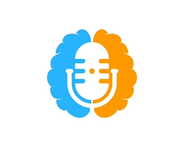 ポッド キャストのアイコン ロゴデザインの脳 — ストックベクタ