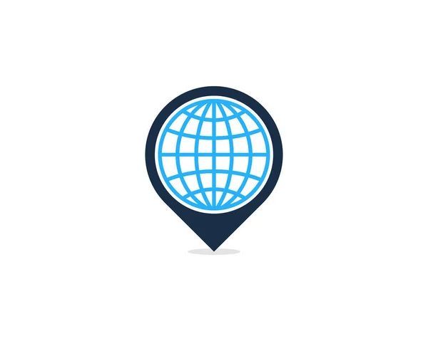 Diseño Del Icono Del Logotipo Del Punto Pin Del Mundo — Vector de stock