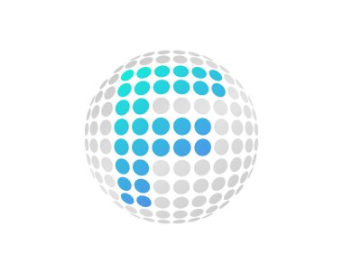 Mektup f nokta 3d küre simgesi Logo tasarım öğesi