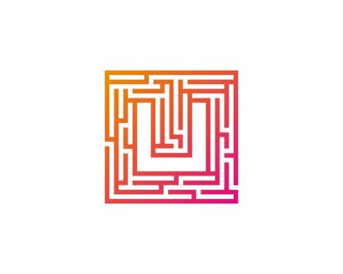 Mektup u labirent labirent Logo tasarım öğesi