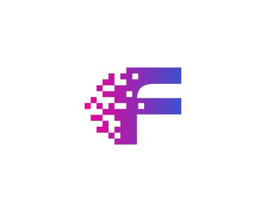 Mektup f piksel simgesi Logo tasarım öğesi 