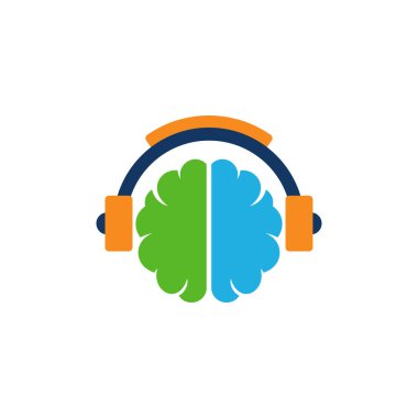 Beyin müzik Logo simge tasarım