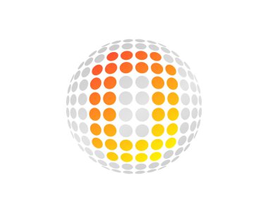 Harf o nokta 3d küre simgesi Logo tasarım öğesi