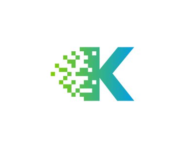 Mektup k Pixel simgesi Logo tasarım öğesi 