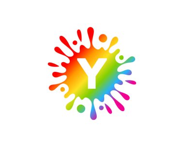 Sıçrama sıvı renk mektup y simgesini Logo tasarım öğesi
