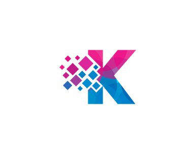 Mektup k Pixel simgesi Logo tasarım öğesi 
