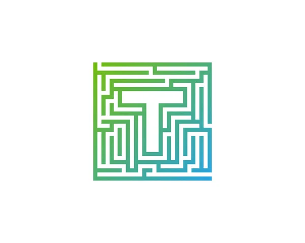 Letter Maze Labyrinth Logo Design Element - Stok Vektor