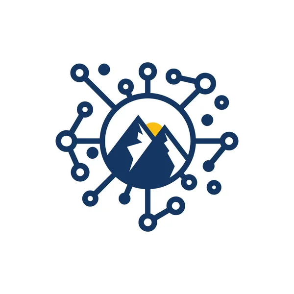 Mountain Network Embleemontwerp Pictogram — Stockvector