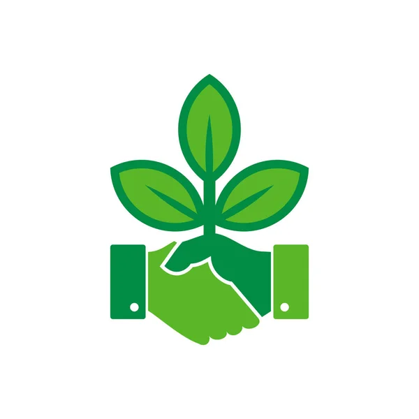 Handshake Natureza Logo Icon Design —  Vetores de Stock