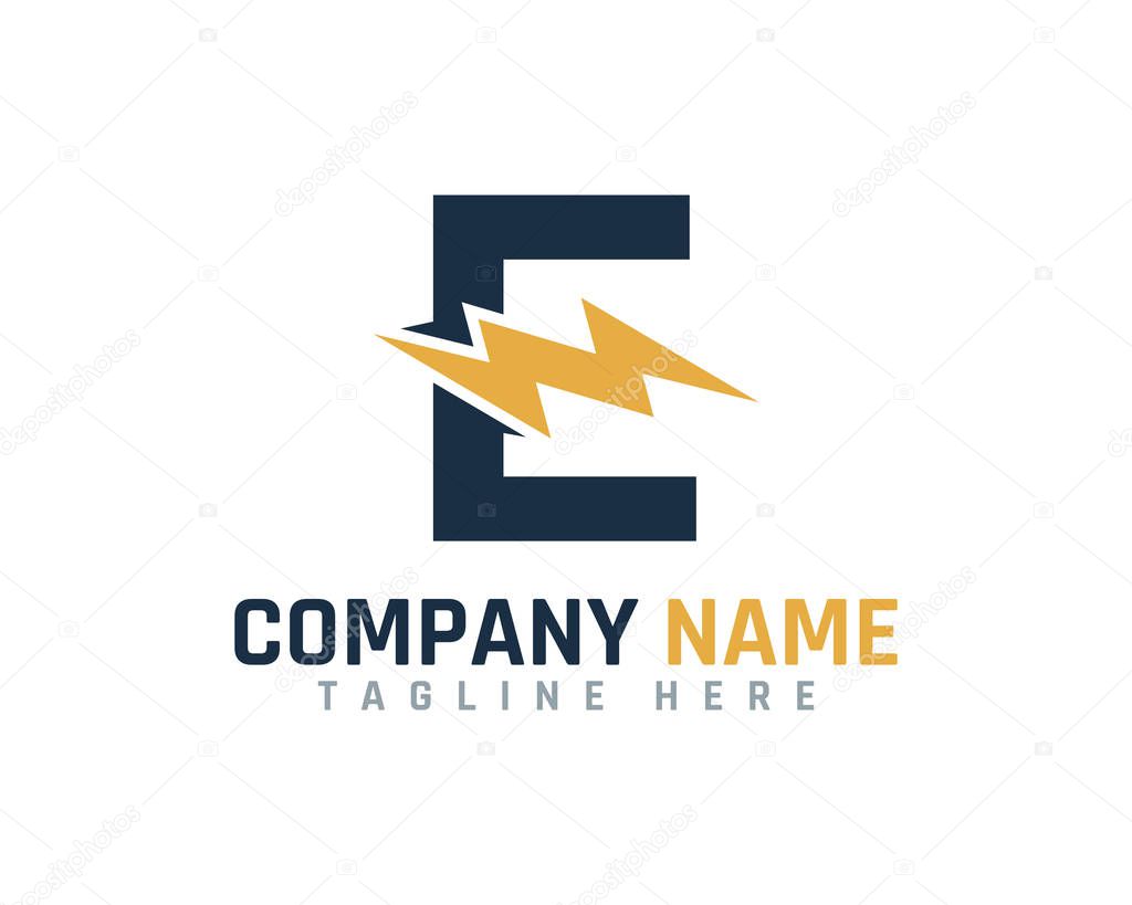 E Letter Power Logo Icon Design