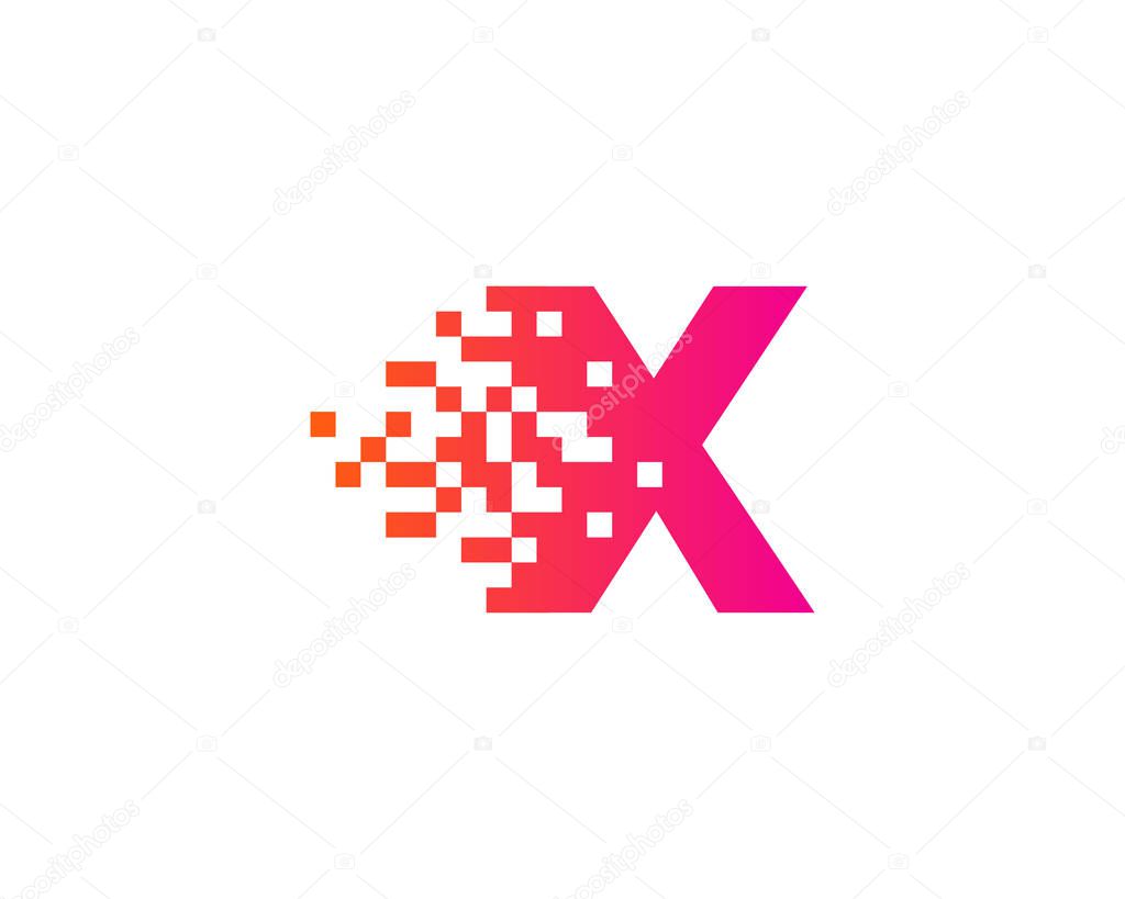 Letter x  Pixel Icon Logo Design Element