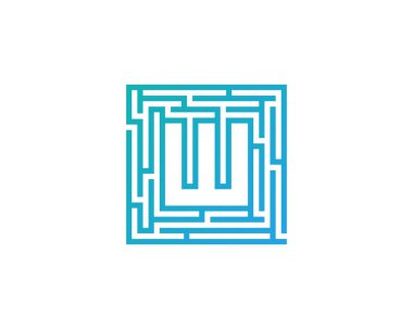 Mektup w labirent labirent Logo tasarım öğesi