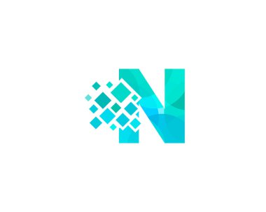 Mektup n piksel simgesi Logo tasarım öğesi 