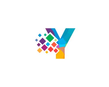 Mektup y piksel simgesi Logo tasarım öğesi 