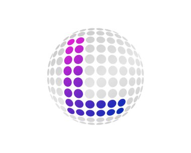 L harfi nokta 3d küre simgesi Logo tasarım öğesi