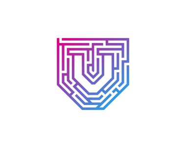 Mektup v labirent labirent Logo tasarım öğesi