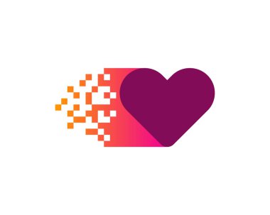 Piksel aşk Logo simge tasarım