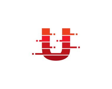 Mektup u piksel simgesi Logo tasarım öğesi 