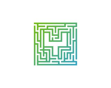 Mektup y labirent labirent Logo tasarım öğesi