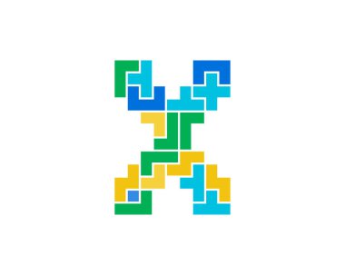 Harf bulmaca simgesi Logo tasarım öğesi x