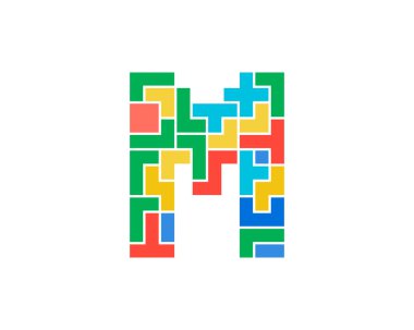 Mektup m bulmaca simgesi Logo tasarım öğesi