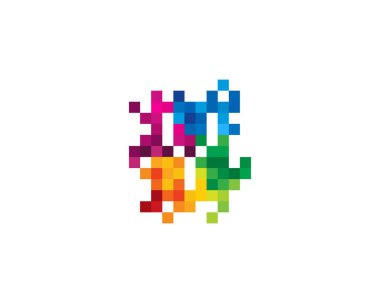 Mektup y mozaik piksel simgesi Logo tasarım öğesi 