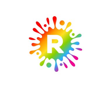 Splash sıvı renk harf r simgesi Logo tasarım öğesi
