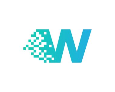 Mektup w piksel simgesi Logo tasarım öğesi 